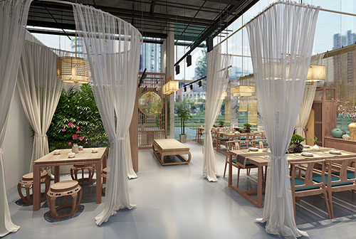 襄州200平禅意中式风格奶茶咖啡店装修设计效果图