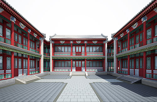 襄州北京四合院设计古建筑鸟瞰图展示