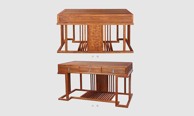 襄州 别墅中式家居书房装修实木书桌效果图