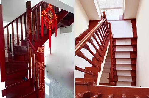 襄州自建别墅中式实木楼梯全屋定制设计效果图